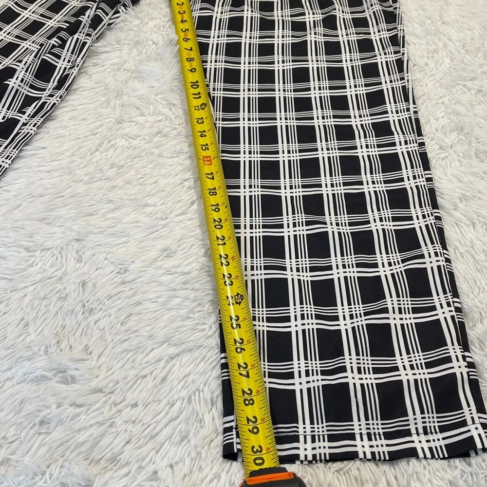 ZGWNQCD Men's Black and White Checkered Pants SIZE L  PULL ON ELASTIC WAISTBAND